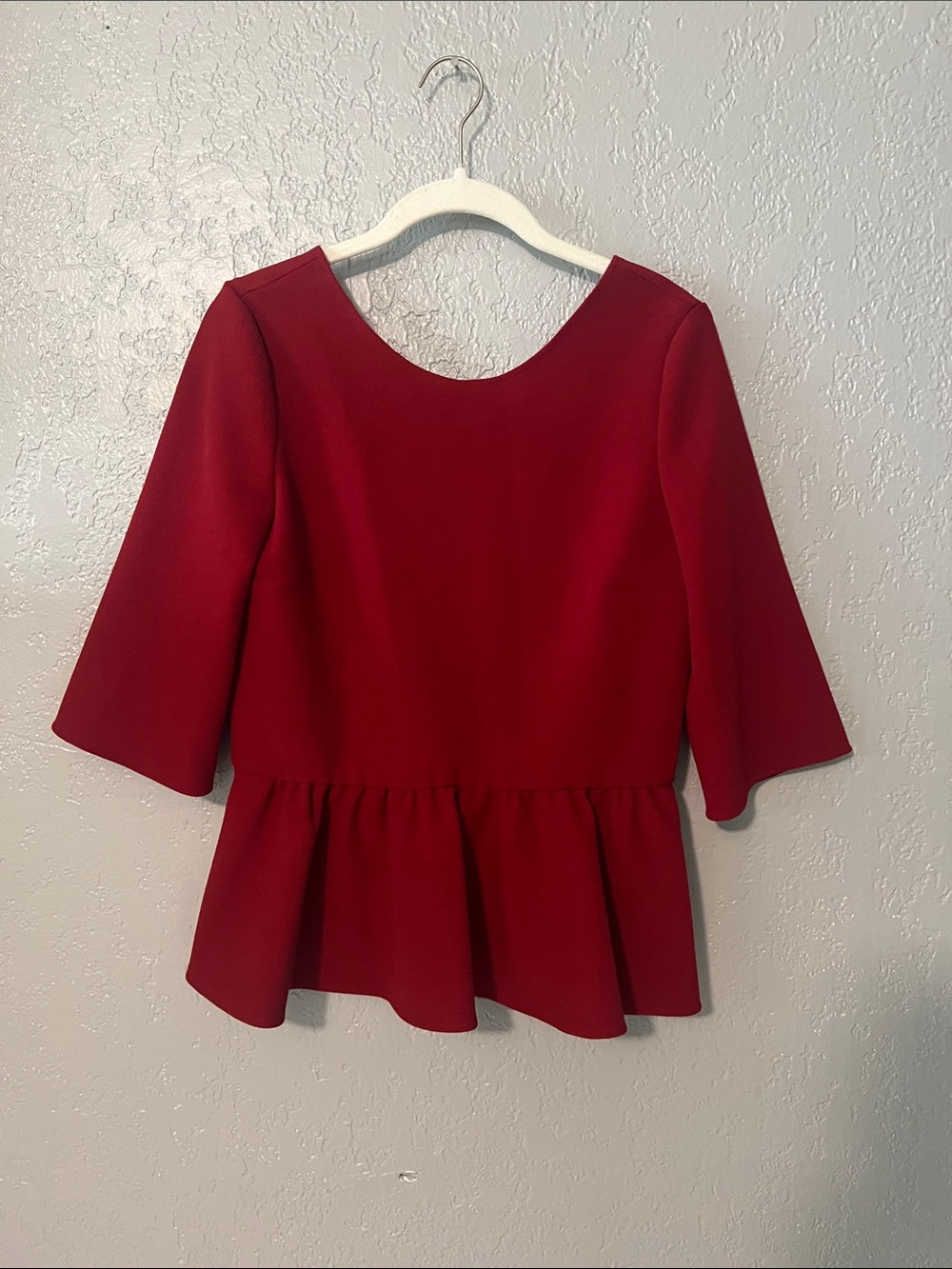 ba&sh Deep Red Peplum Scoop Neck Blouse